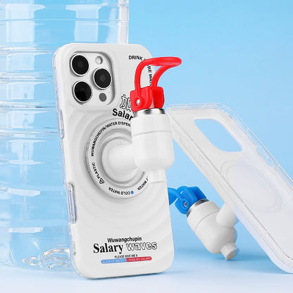 Wu Wang first product, water dispenser switch plus salary mobile phone case magnetic suction bracket red and blue personality ins wind interesting, the original creative design is applicable to Apple 13iPhone16ProMax15pro14