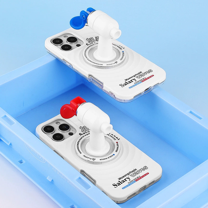 Wu Wang first product, water dispenser switch plus salary mobile phone case magnetic suction bracket red and blue personality ins wind interesting, the original creative design is applicable to Apple 13iPhone16ProMax15pro14